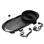 NNEAGS 2X 2  in 1 Electric Non-Stick BBQ Teppanyaki Grill Plate Steamboat Hotpot 2-8 Person