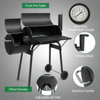Industrial Black Charcoal Grill Integrated Offset Smoker