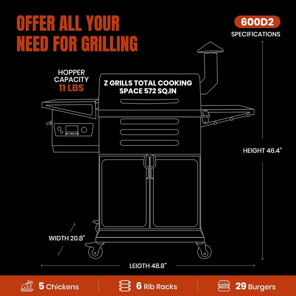 Wood Pellet Barbecue Grill Smoker 8 In1 Black Edition Pro