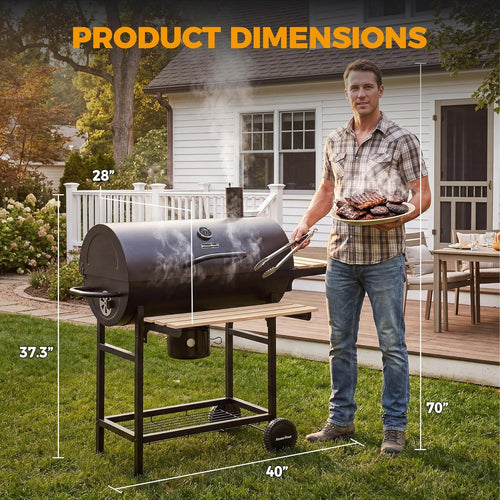 Barrel Charcoal Grill Thermometer With Adjustable Vents