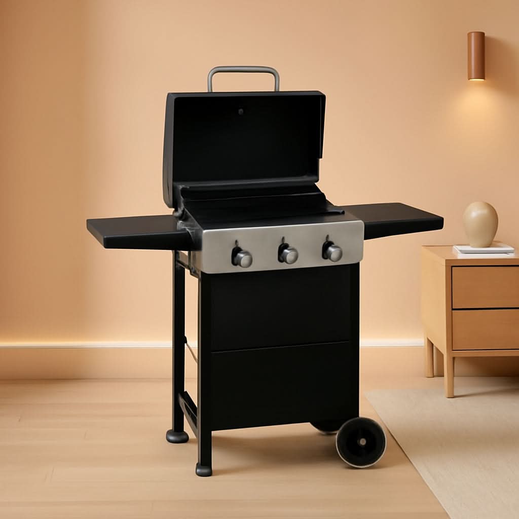 3-Burner Propane Gas Grill With Foldable Side Shelves 30,000 BTU Stainless Steel Outdoor Grill