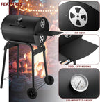 Charcoal Barbecue Grill With Side Table 500 Square Inches