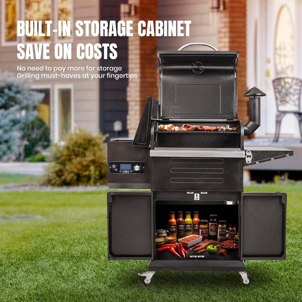 Wood Pellet Barbecue Grill Smoker 8 In1 Black Edition Pro