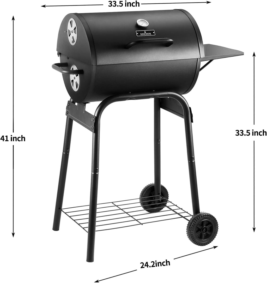 Charcoal Barbecue Grill With Side Table 500 Square Inches