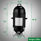 Vertical Charcoal Grill With Integrated Thermometer