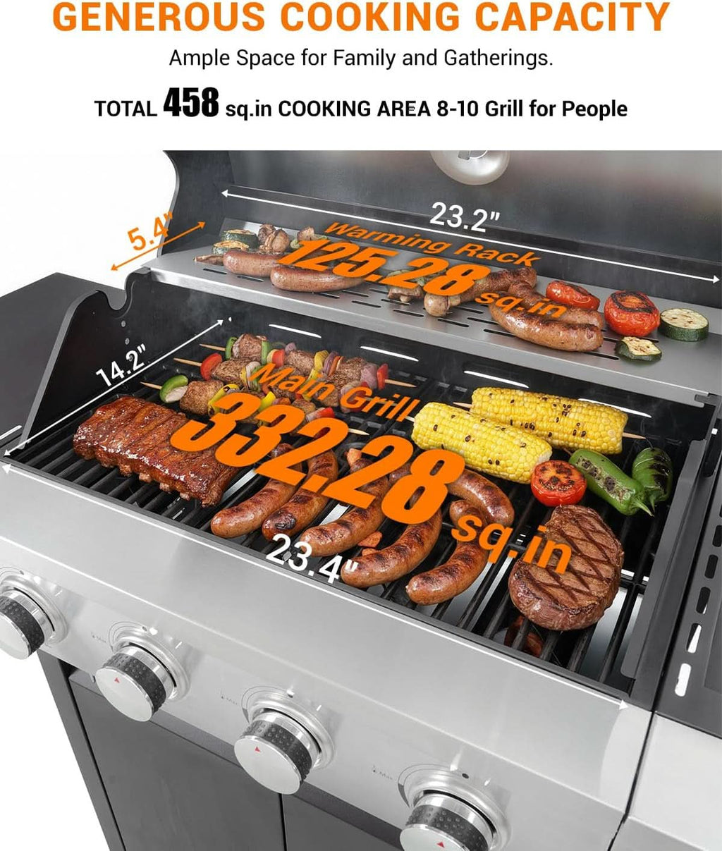 Four Burner Propane Grill Professional Stainless Steel