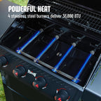 Black Four Burner Propane Outdoor Barbecue Grillmaster