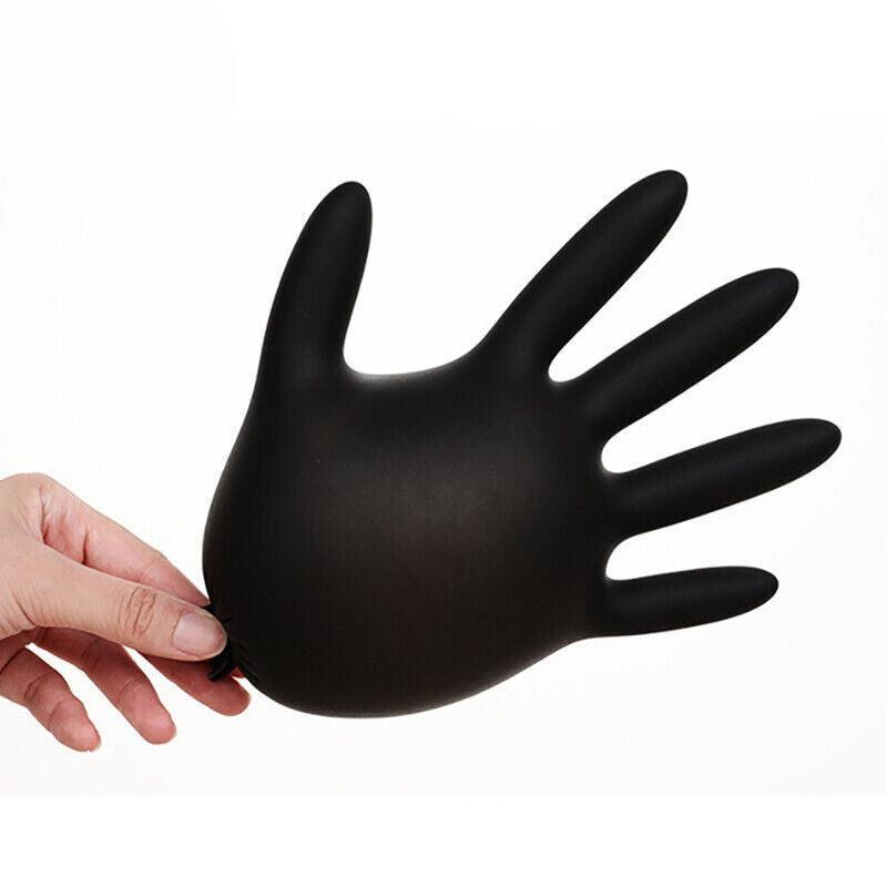 Thick Black Nitrile Gloves Industrial Mechanic Tattoo Tradie Rubber Protection