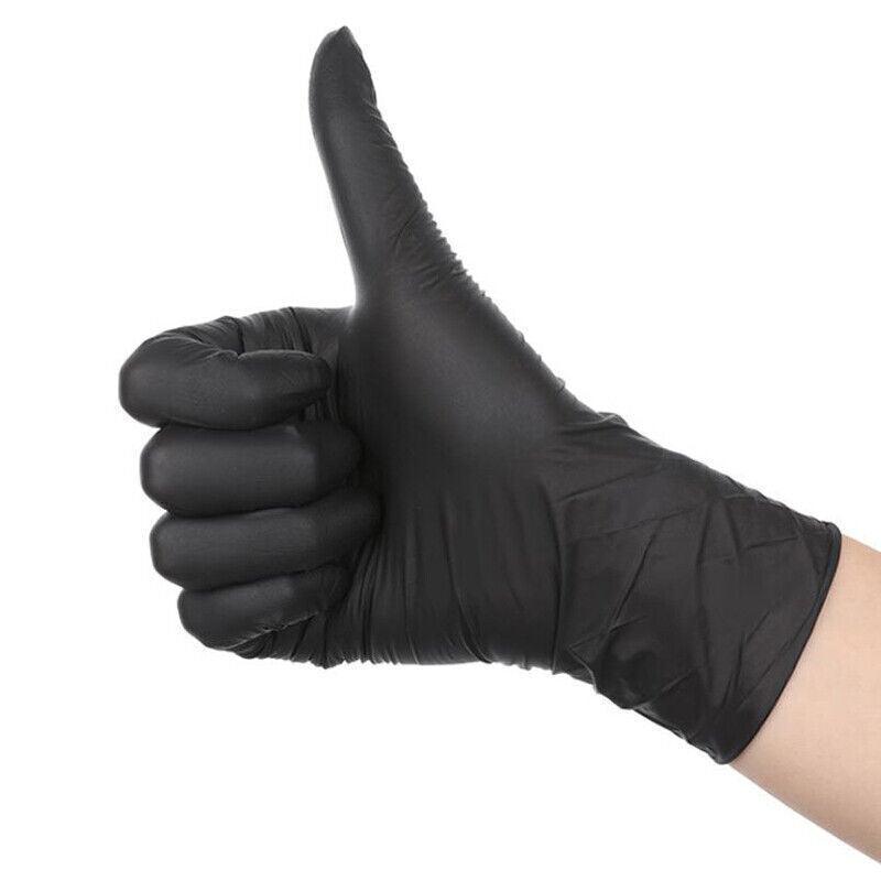 Thick Black Nitrile Gloves Industrial Mechanic Tattoo Tradie Rubber Protection