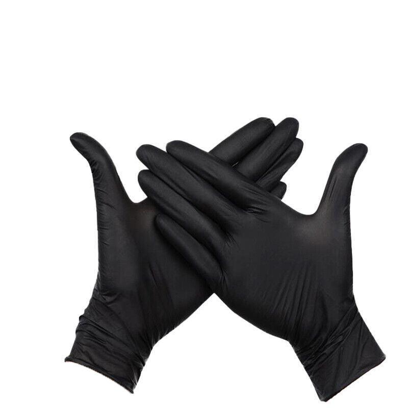 Thick Black Nitrile Gloves Industrial Mechanic Tattoo Tradie Rubber Protection