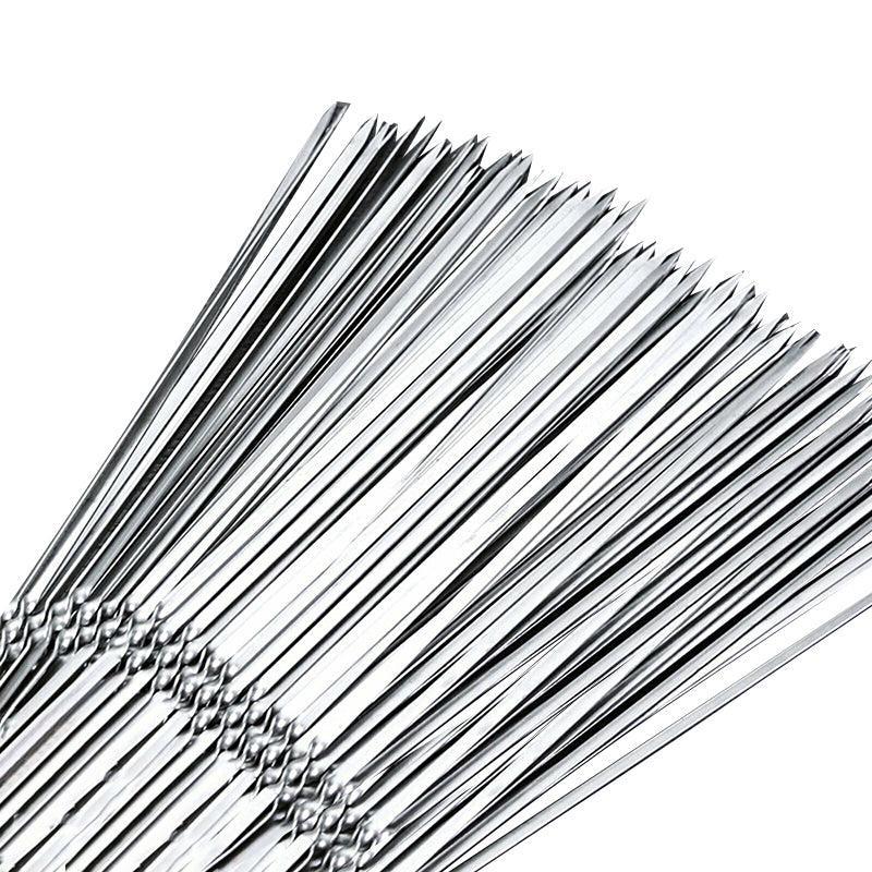 Stainless Steel Barbecue Metal Skewers Flat Needle BBQ Tools Kebab Stick 27CM