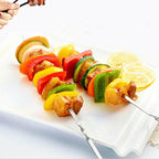 Stainless Steel Barbecue Metal Skewers Flat Needle BBQ Tools Kebab Stick 27CM