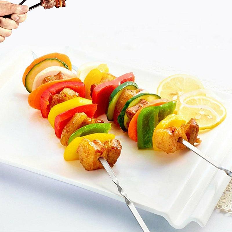 Stainless Steel Barbecue Metal Skewers Flat Needle BBQ Tools Kebab Stick 27CM