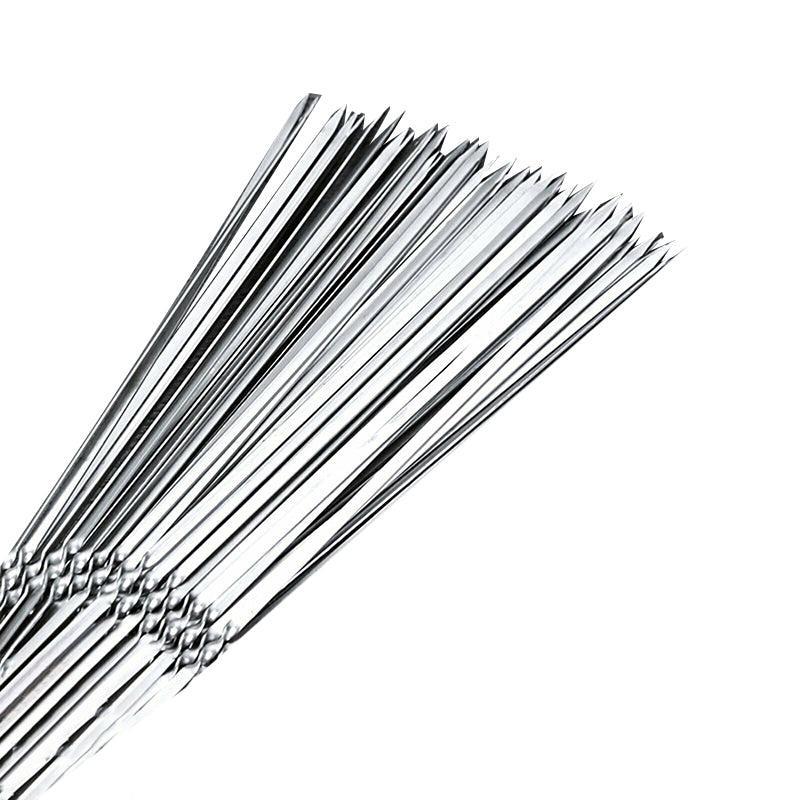 Stainless Steel Barbecue Metal Skewers Flat Needle BBQ Tools Kebab Stick 27CM
