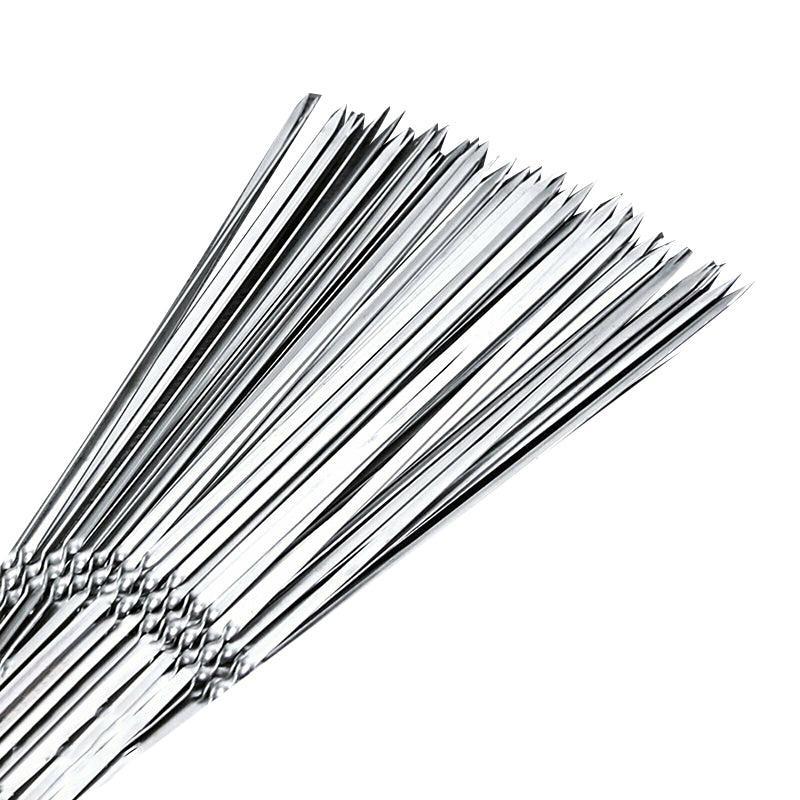 Stainless Steel Barbecue Metal Skewers Flat Needle BBQ Tools Kebab Stick 27CM