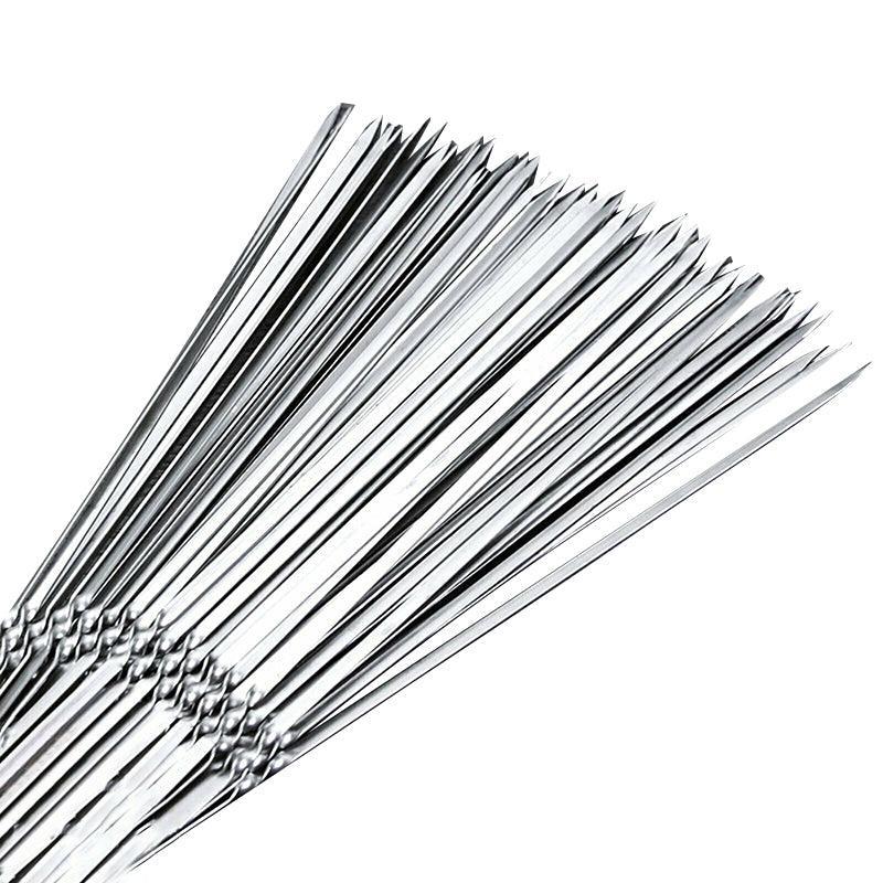 Stainless Steel Barbecue Metal Skewers Flat Needle BBQ Tools Kebab Stick 27CM