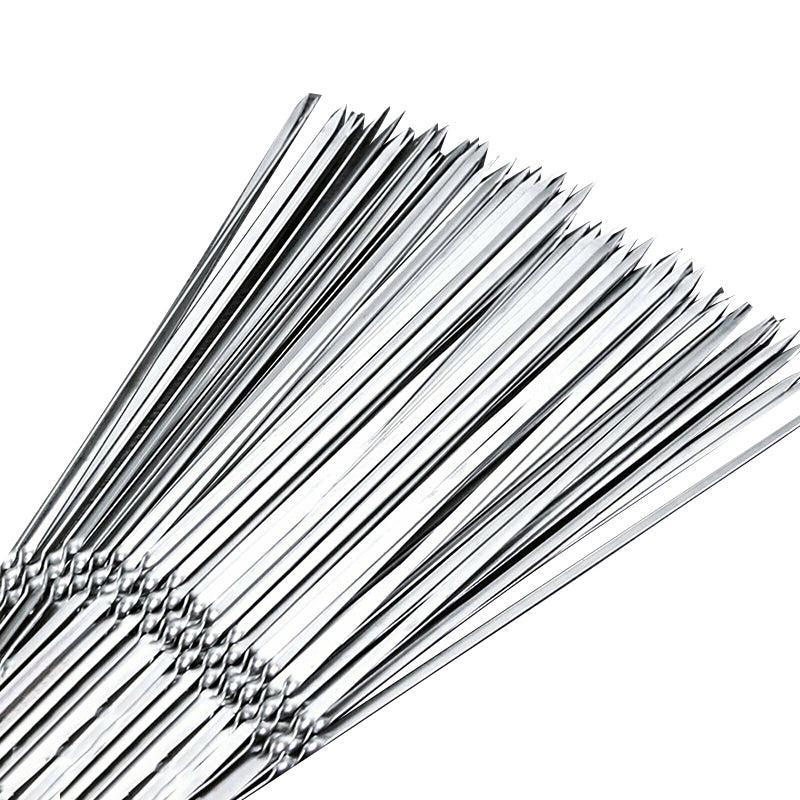 Stainless Steel Barbecue Metal Skewers Flat Needle BBQ Tools Kebab Stick 27CM