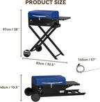 Blue Portable Pellet Barbecue Grill Smoker With Cart