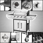 Four Burner Propane Grill With Barbecue Side Burner