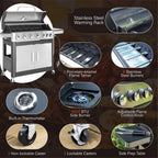 Six Burner Propane Grill Porcelain Enamel CastIron