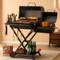Foldable Portable Charcoal Grill With Smoking Function