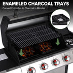 Gas Charcoal Barbecue Grill System Porcelain Grates