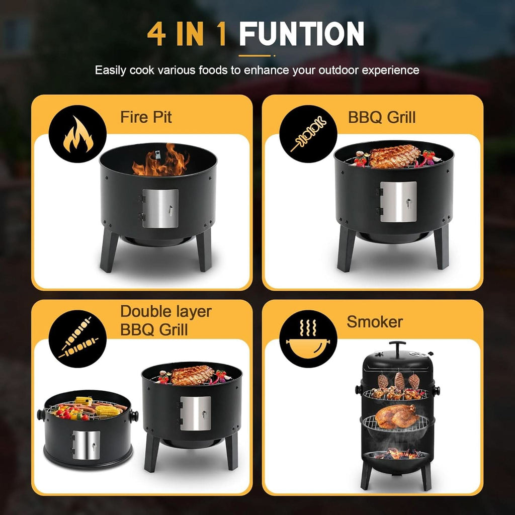 Sixteen Inch Charcoal Barbecue Smoker Thermometer Included