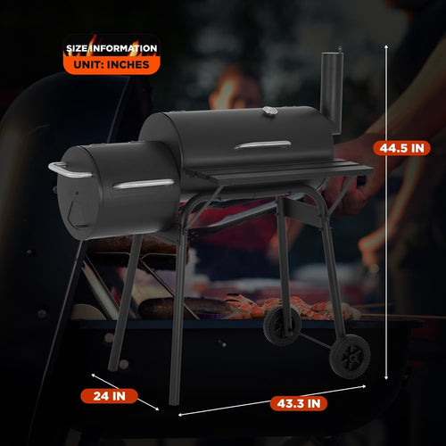 43Inch Charcoal Outdoor Grill Offset Smoker Portable