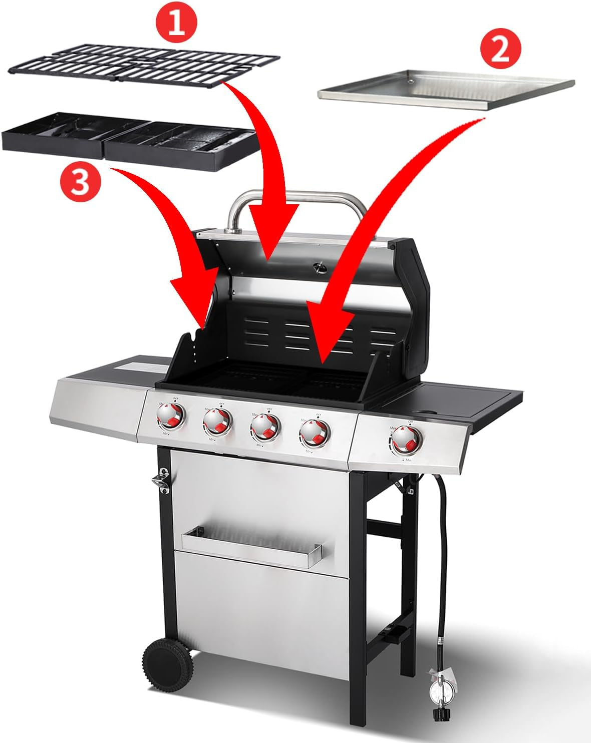 Propane Barbecue Grill With Side Burner Stainless Steel