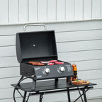 Barbecue gaz de Table transportable Pieds Pliables - 2 brûleurs 5 KW - Barbecue gaz de Camping - Grille de