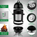 Vertical Charcoal Grill With Integrated Thermometer