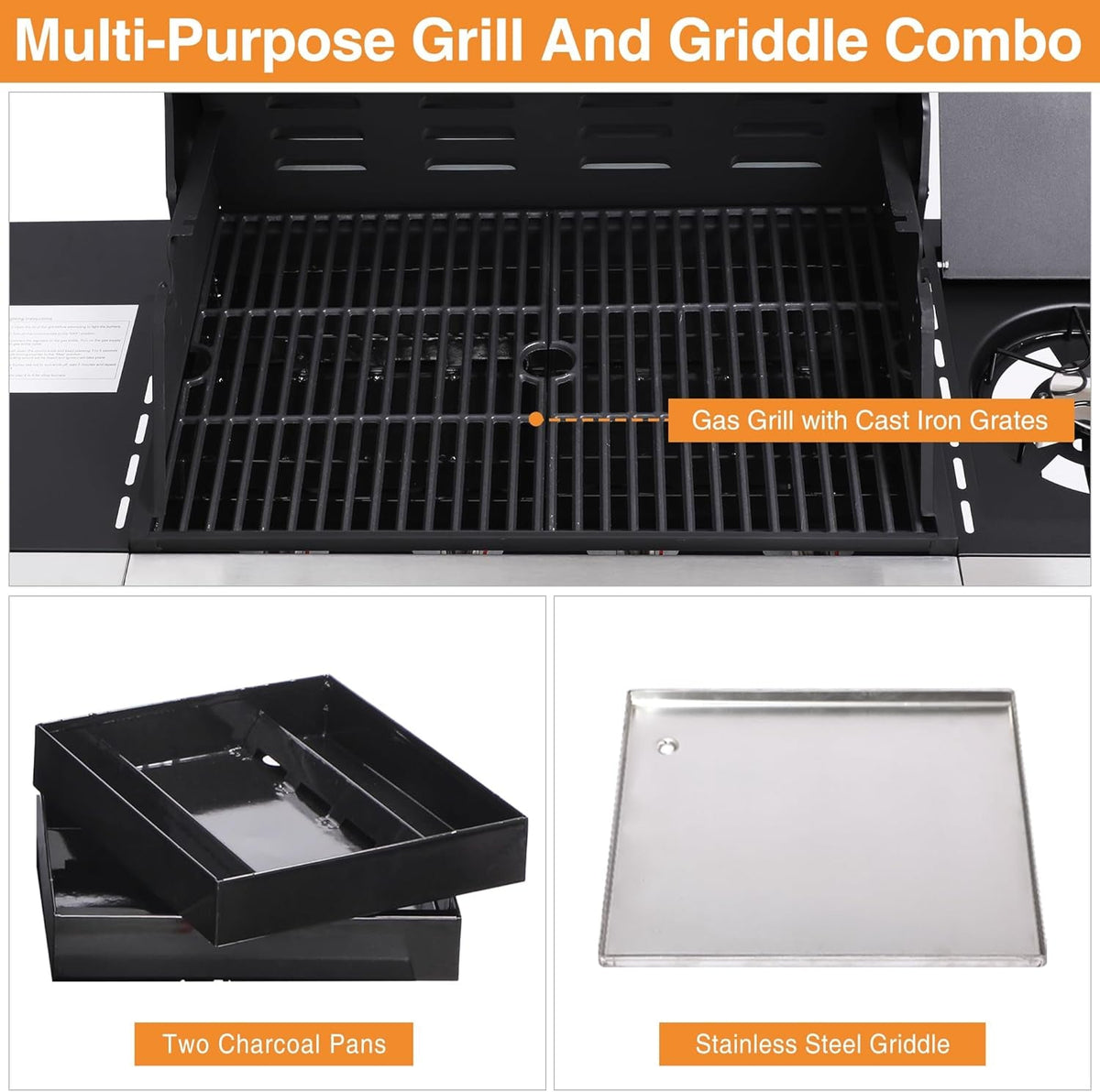 Propane Barbecue Grill With Side Burner Stainless Steel