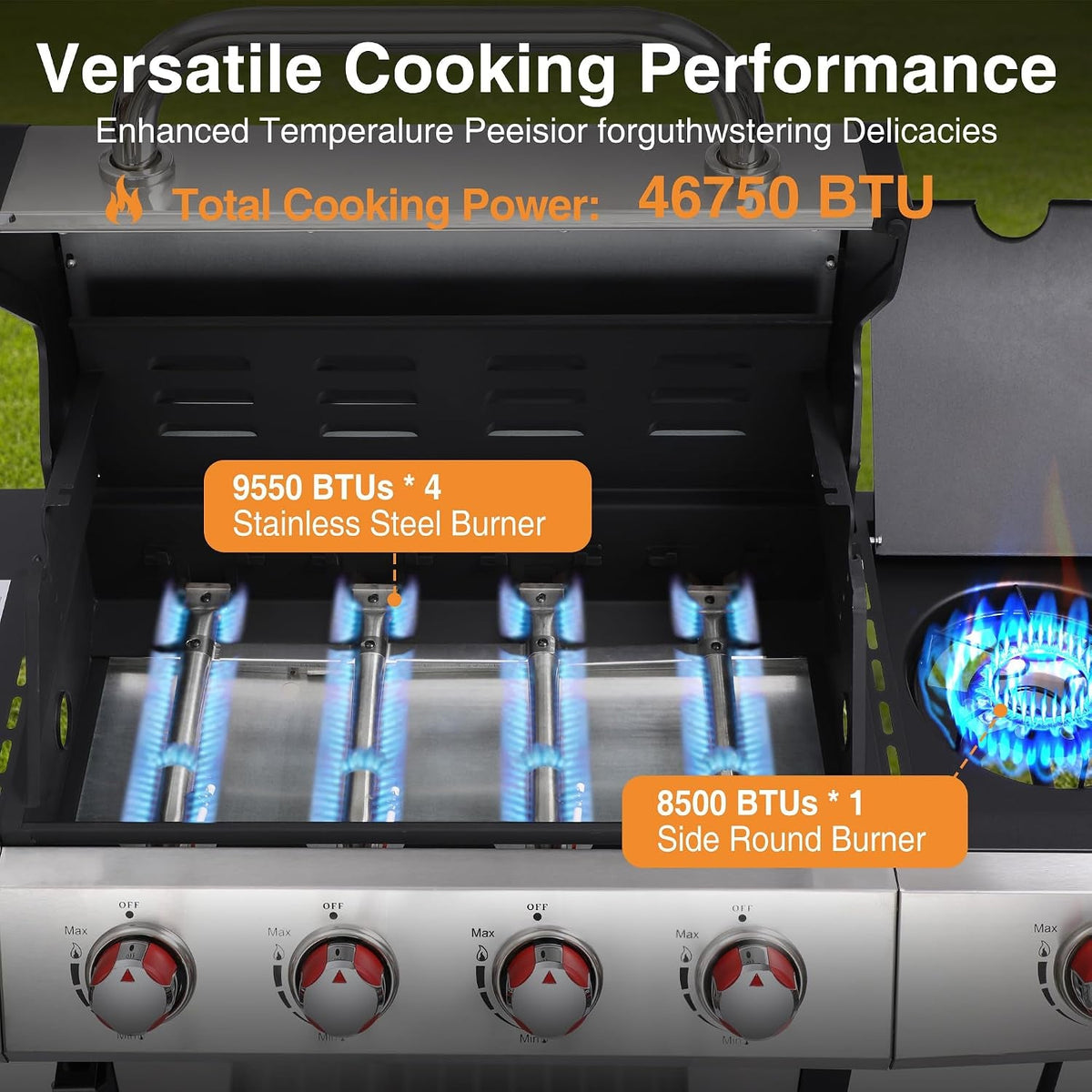Propane Barbecue Grill With Side Burner Stainless Steel