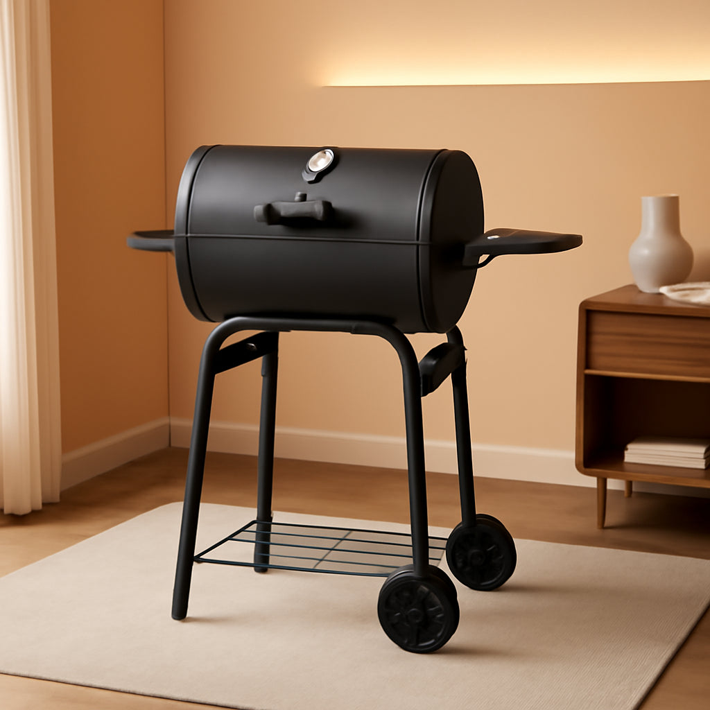 Charcoal Barbecue Grill With Side Table 500 Square Inches