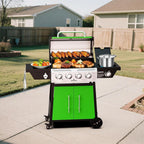 Green Four Burner Propane Stainless Barbecue Grill