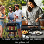1800W Outdoor Electric Grill With Lid Removable Stand