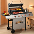 Propane Barbecue Grill With Side Burner Stainless Steel