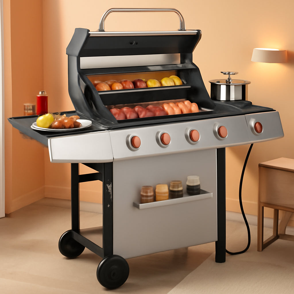 Propane Barbecue Grill With Side Burner Stainless Steel