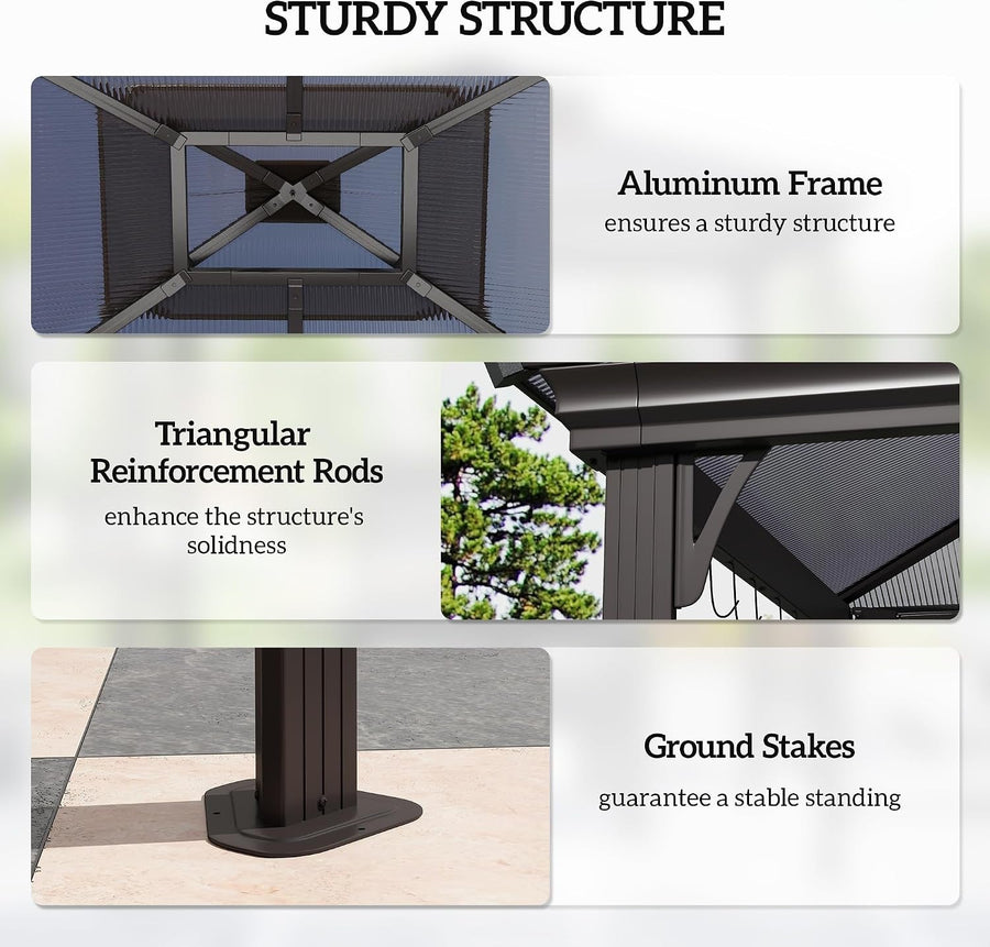 9x5 Ft Grill Gazebo Polycarbonate Roof Uvprotection