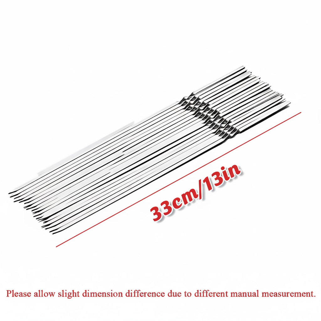 Stainless Steel Barbecue Metal Skewers Flat Needle BBQ Tools Kebab Stick 27CM