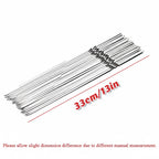 Stainless Steel Barbecue Metal Skewers Flat Needle BBQ Tools Kebab Stick 27CM