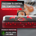 1800W Outdoor Electric Grill With Lid Removable Stand