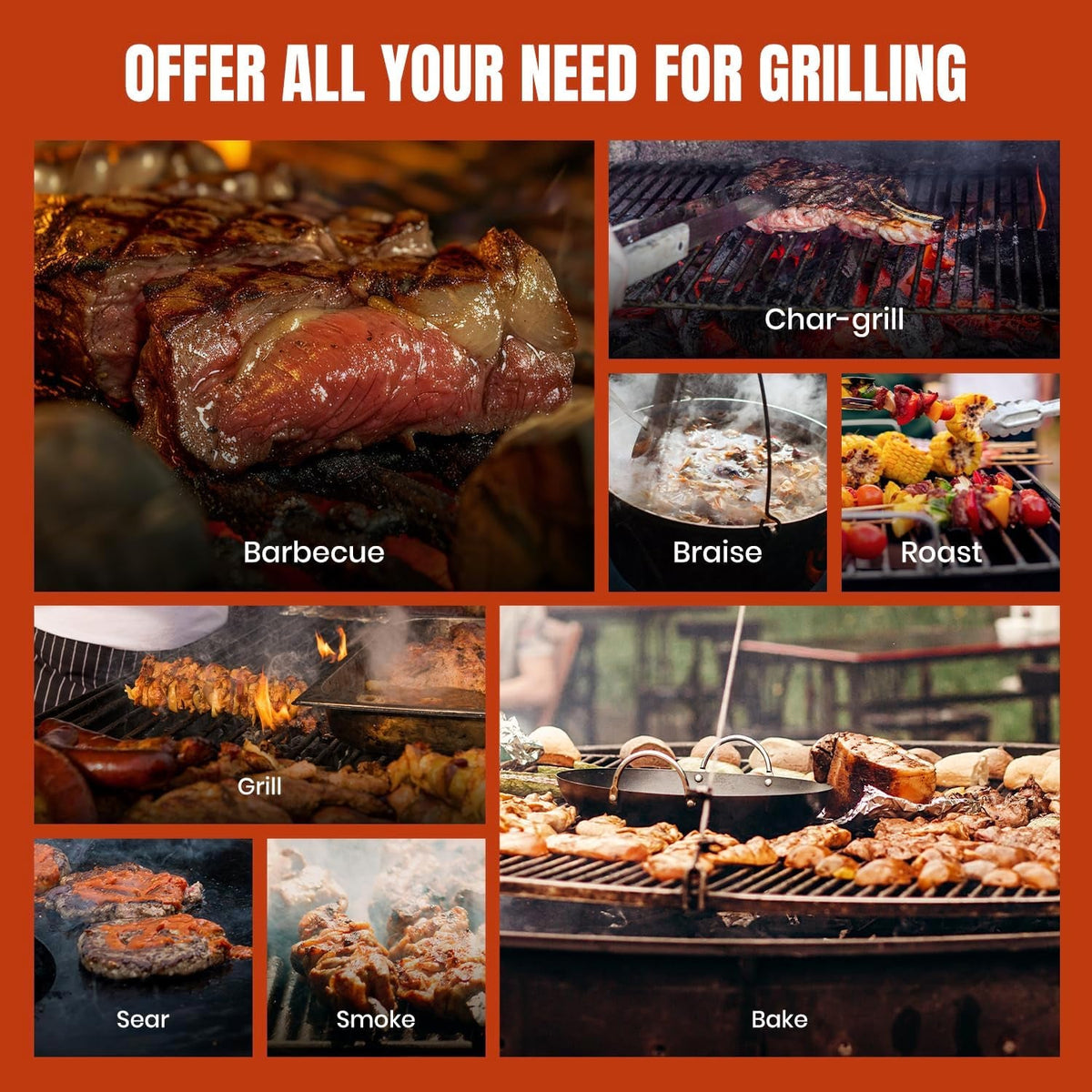 Wood Pellet Barbecue Grill Smoker 8 In1 Black Edition Pro