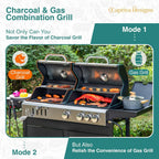 Propane Charcoal Grill Combination With Side Burner