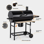 Barrel Charcoal Grill Thermometer With Adjustable Vents