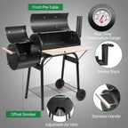 Charcoal Grill Offset Smoker 24x12 Stainless Wheels