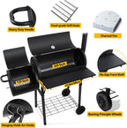 Fourteen Inch Durable Charcoal Grill Offset Smoker