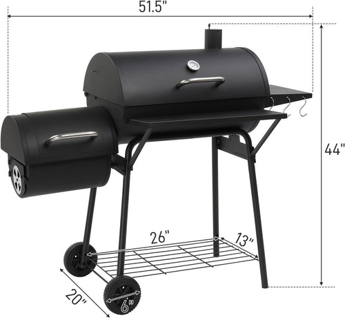 Barbecue Charcoal Grill Offset Smoker Industrial Wheels