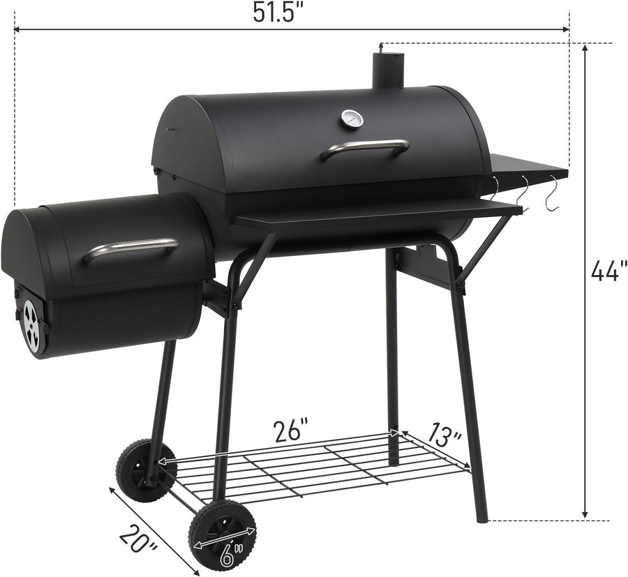 Barbecue Charcoal Grill Offset Smoker Industrial Wheels