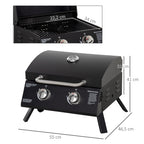 Barbecue gaz de Table transportable Pieds Pliables - 2 brûleurs 5 KW - Barbecue gaz de Camping - Grille de
